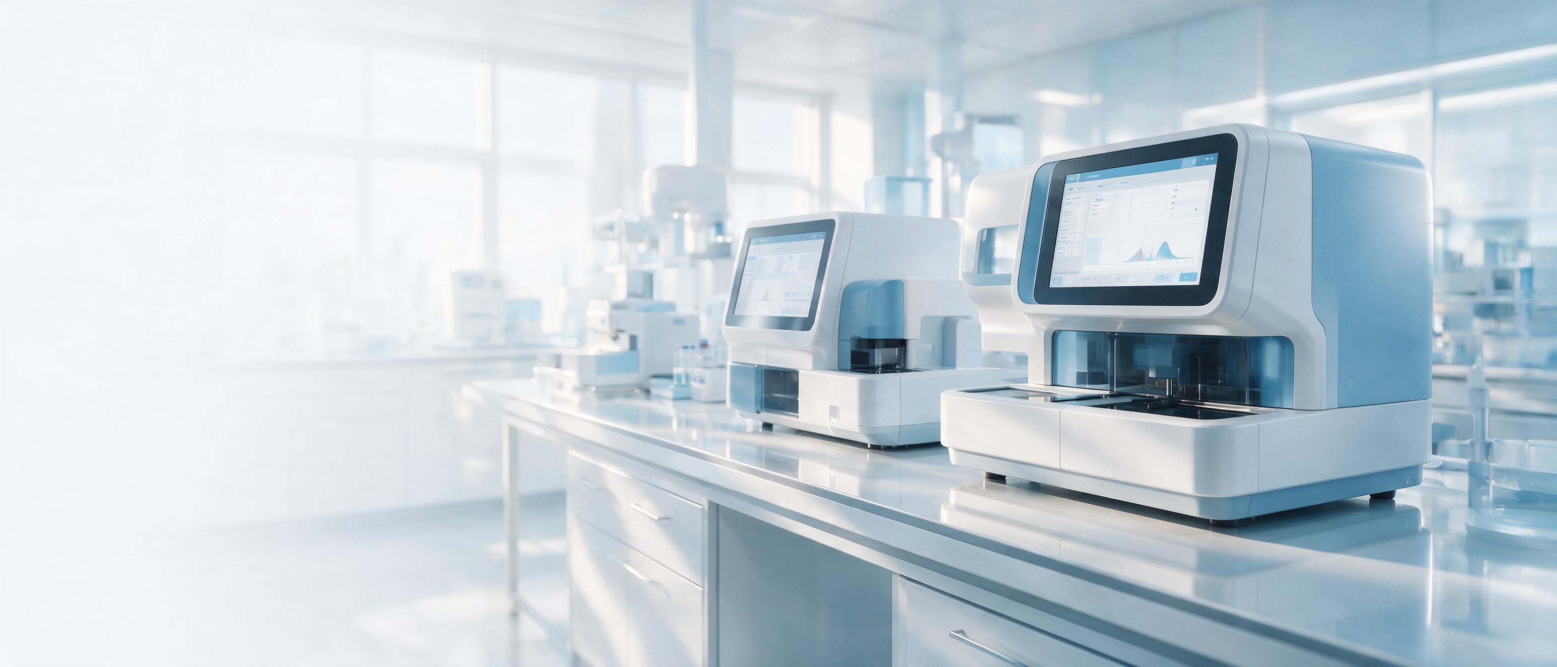 Modern in vitro diagnostics laboratory with advanced analyzer instruments